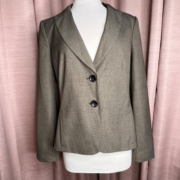 Ann Taylor Women 14 Blazer Brown  2-Button Tailored  Career Office Professional - Picture 1 of 11